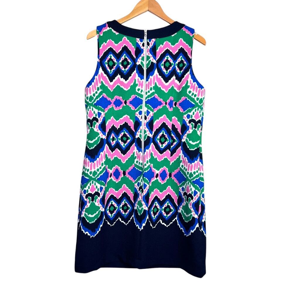 Gabby Skye Shift Dress Sleeveless in Navy Blue Kaleidoscope colors Women's Sz 14 - Picture 5 of 10